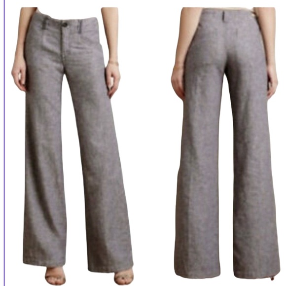 Anthropologie Linen Pilcro Heathered Wide Leg Pant Size 6 - Picture 3 of 16